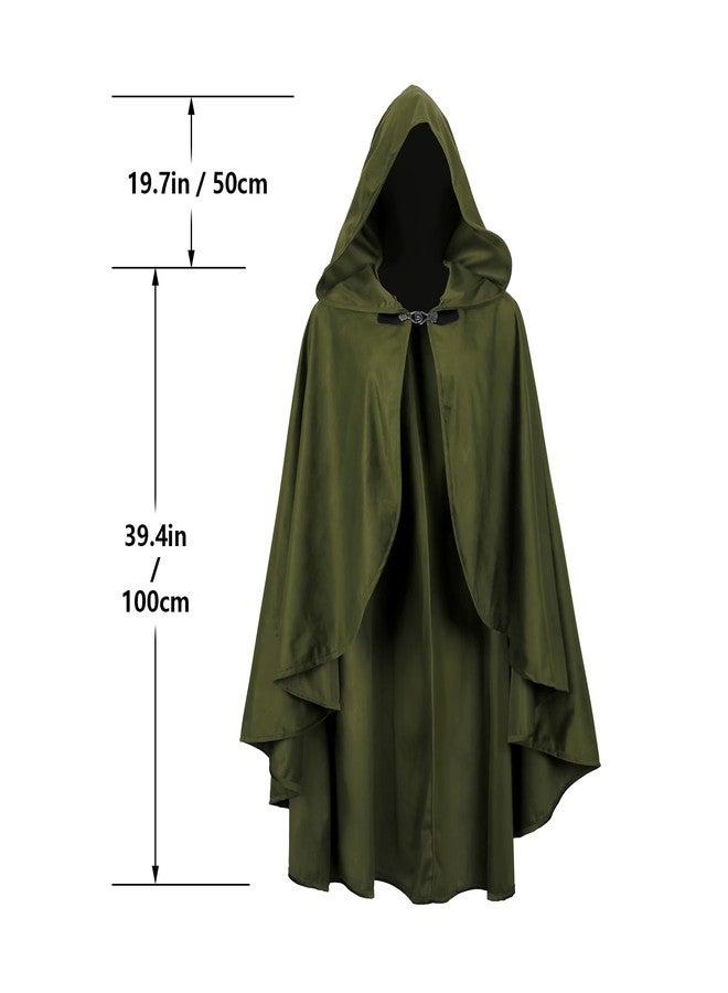 JEGERMIG Fairy Hooded Cloak Renaissance Costume Medieval Cosplay Wizard Witch Cape Green - Image 4